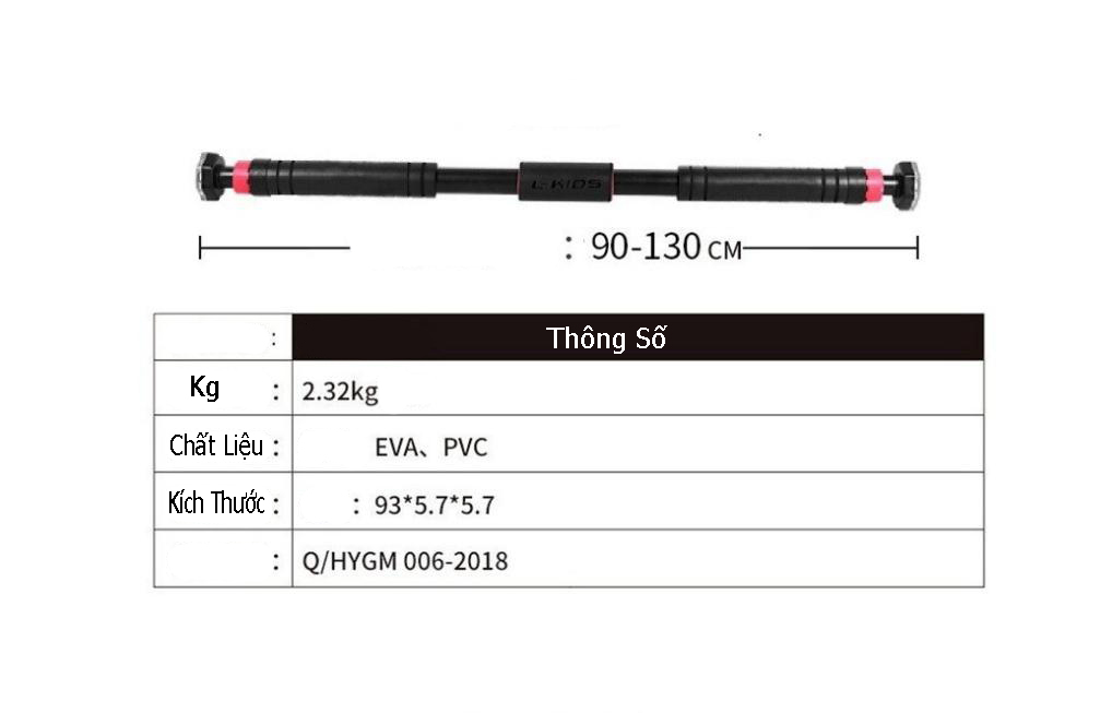 Xà đơn gắn cửa thép đặc cao cấp 93–140cm