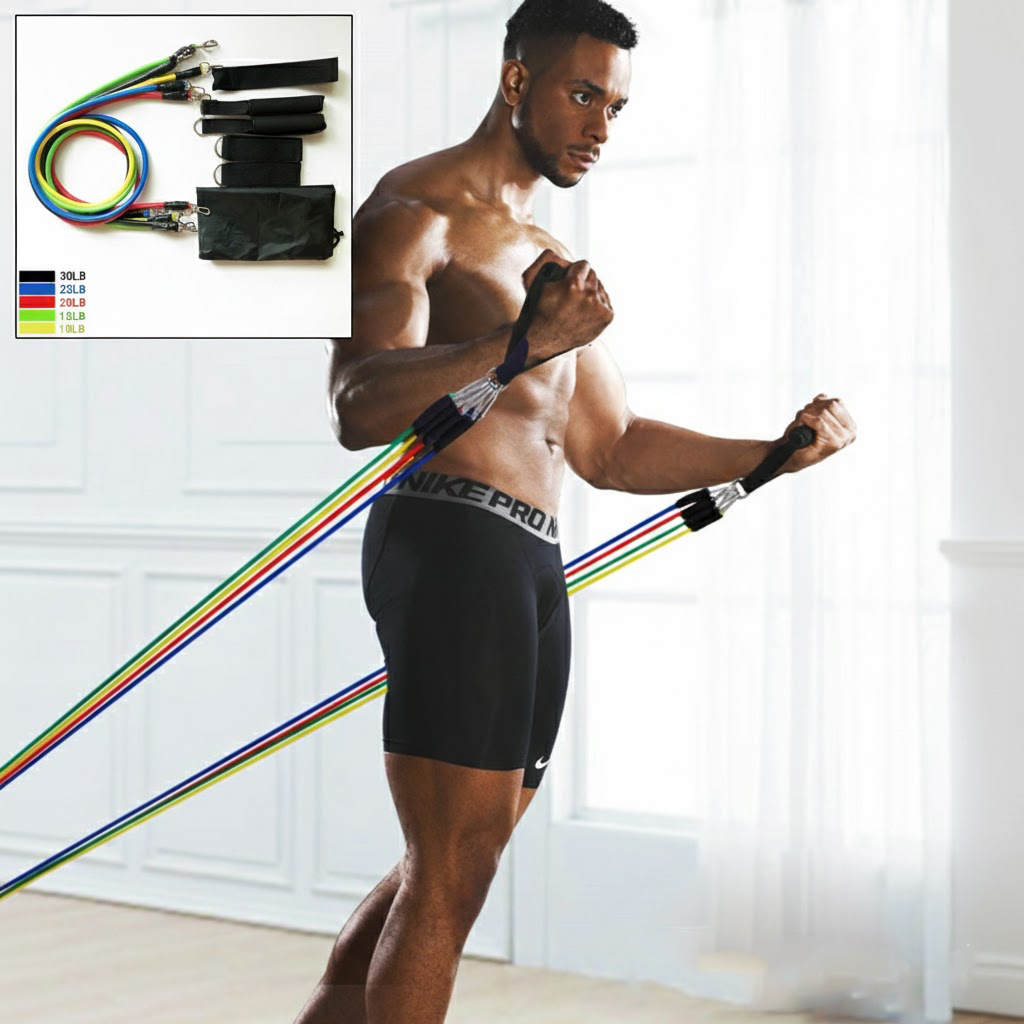 Bộ 5 dây ngũ sắc móc tời kháng lực tập gym đa năng