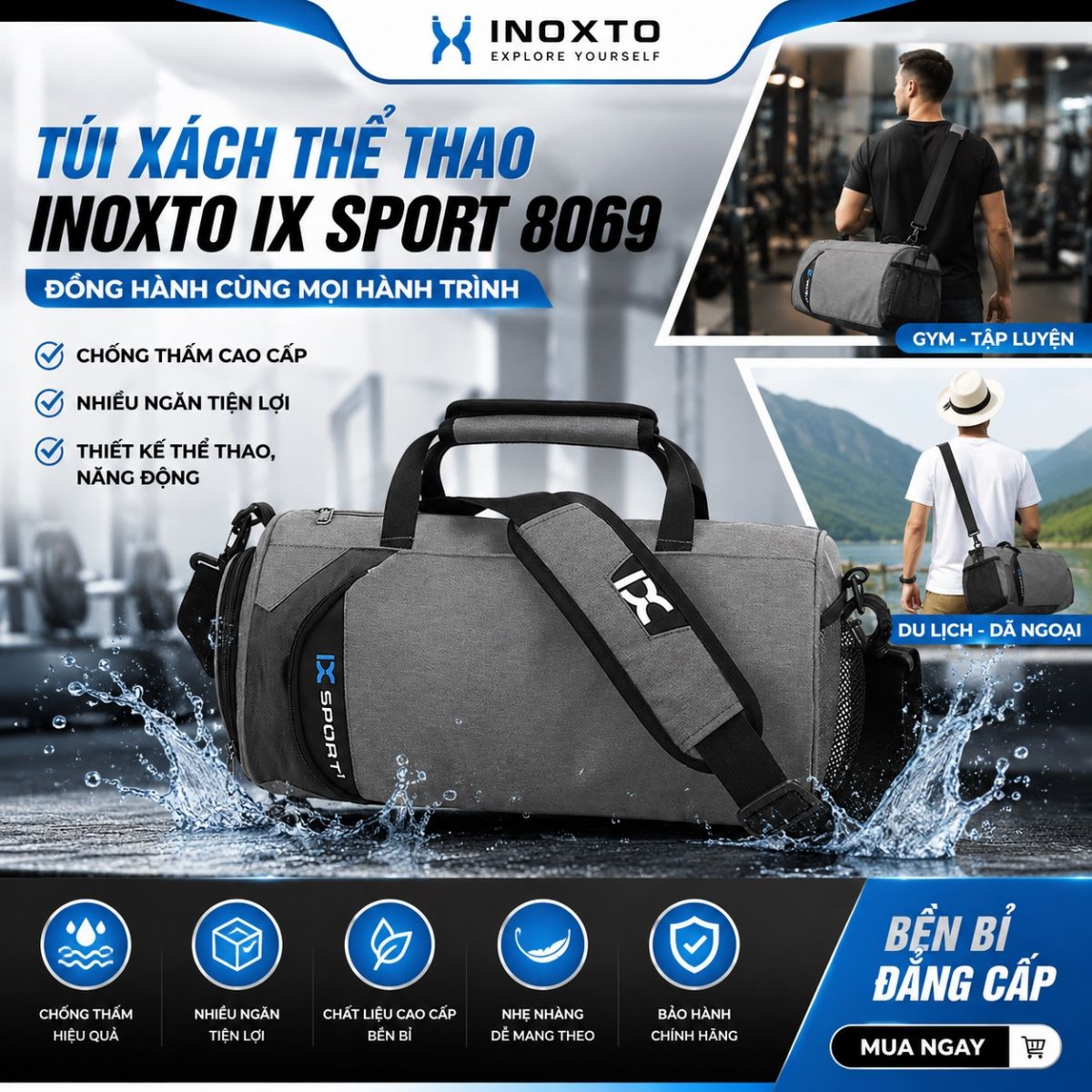 Túi xách gym thể thao INOXTO IX SPORT 8069 cao cấp