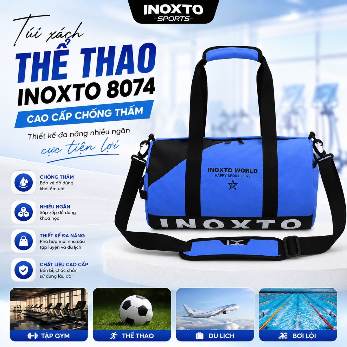Túi xách gym thể thao INOXTO IX SPORT 8074 cao cấp